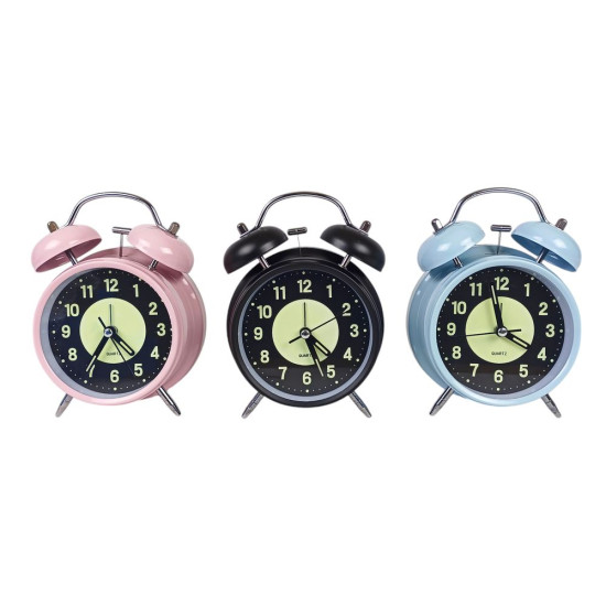 Годинник будильник металевий "Класик Флуоресцентний" 16см (860)