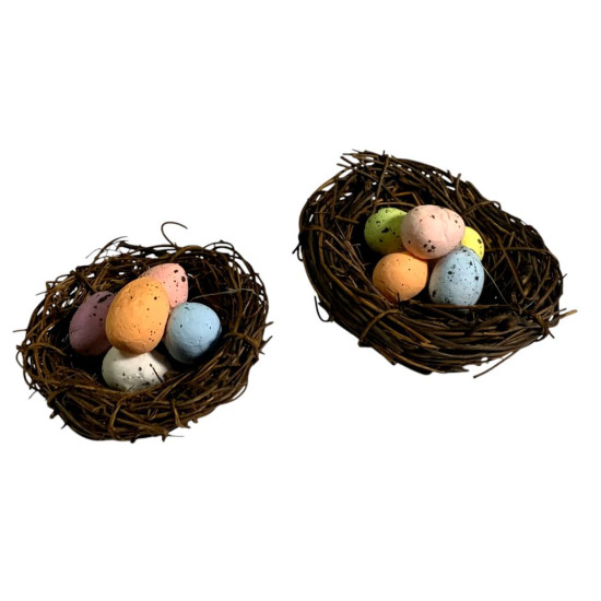Декор пасхальный, Яйца в гнезде - 2шт в упаковке Разноцветный Unison (L00548)