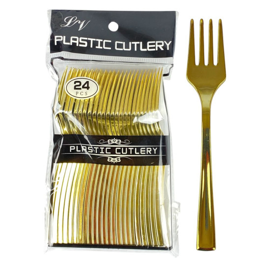 Виделки пластикові багаторазові золото, 13см, 24шт/уп Золотий Unison (7500-50)