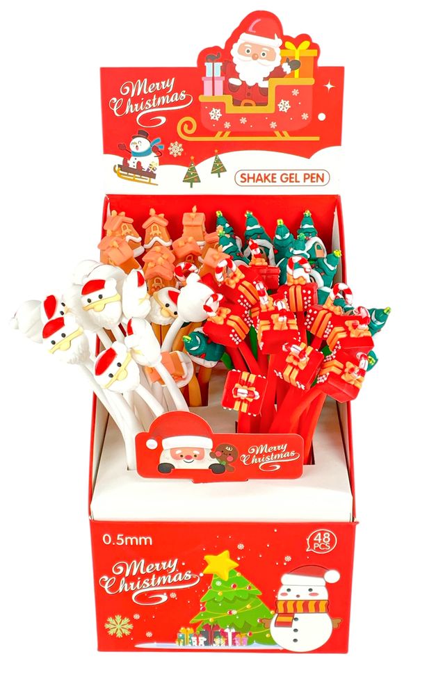 Ручка гелевая синяя 0,5мм Новогодняя (A3825)