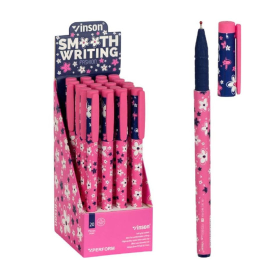 Ручка кулькова  0,7мм синя, Vinson Рожевий Vinson (A20)