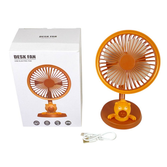 Вентилятор настільний Капібара 18см, 3 режима,  usb Коричневый Unison (65673)