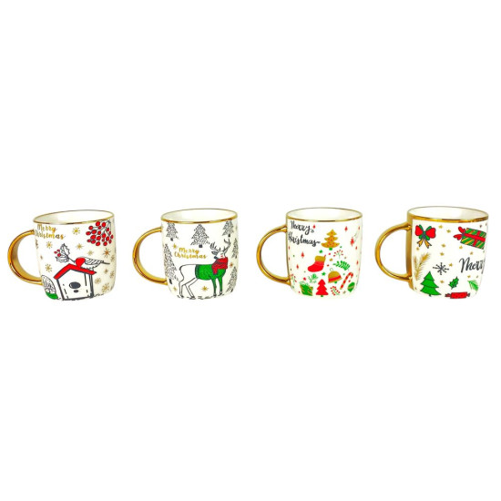 Чашка 350мл Новогодний принт с золотом (CP7436)