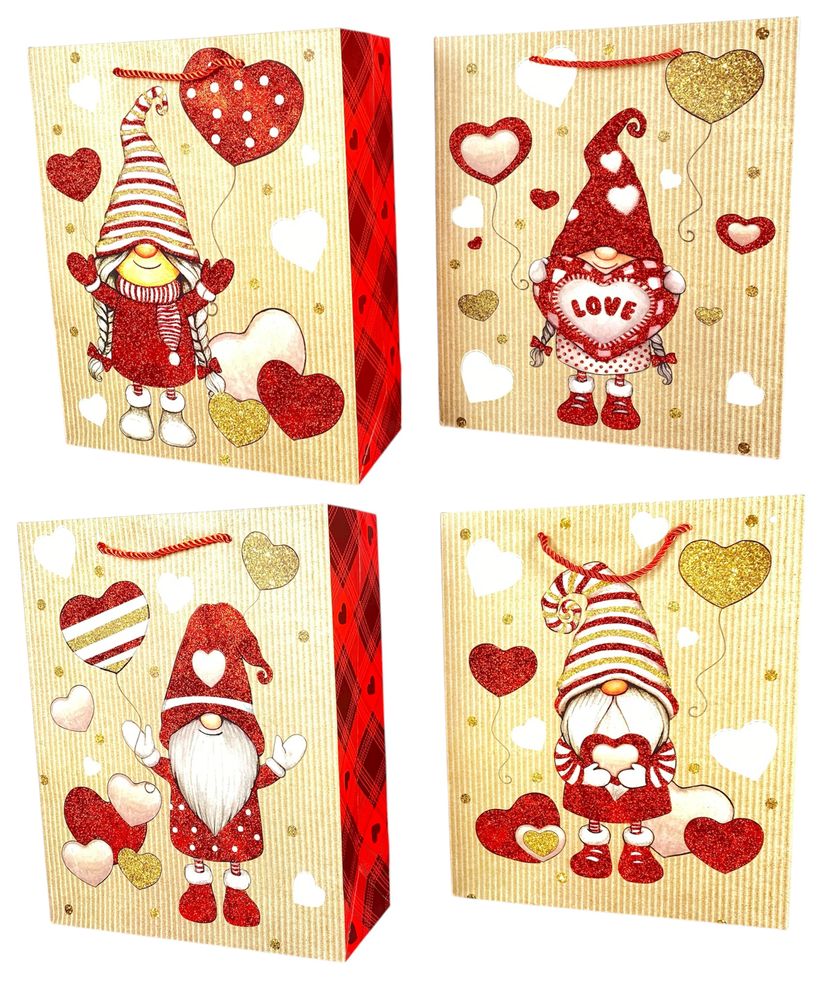 Пакет подарочный новогодний , 26 х 32 х 12cm 4 дизайна Unison (678M)