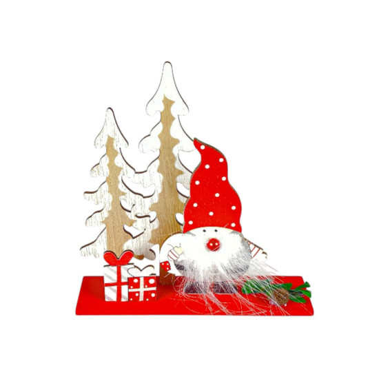 Деревянная композиция "Новогодний гном" на подставке 11 х 14см (L00406)