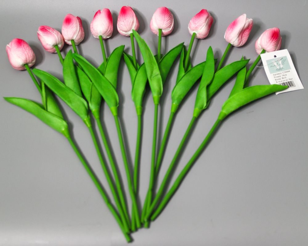 Букет латексных тюльпанов с эффектом живого прикосновения 9 бутонов(4х4см) розовая нежность 34 см Розовый Marill (C30444-10)