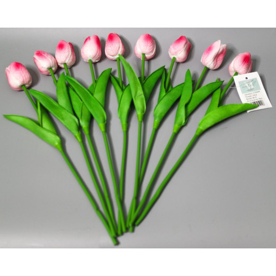 Букет латексных тюльпанов с эффектом живого прикосновения 9 бутонов(4х4см) розовая нежность 34 см Розовый Marill (C30444-10)