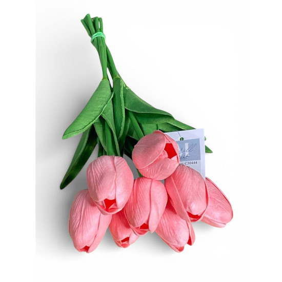Букет латексных тюльпанов с эффектом живого прикосновения 9 бутонов (4 х 4см) розовый 34 см Розовый Marill (C30444-02)