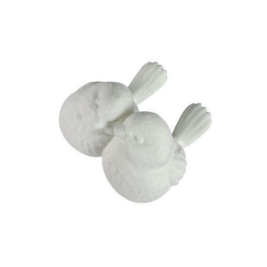 Фігурка для пасхального декору "Дві пташки" білі оксамитові 12см (L00217)