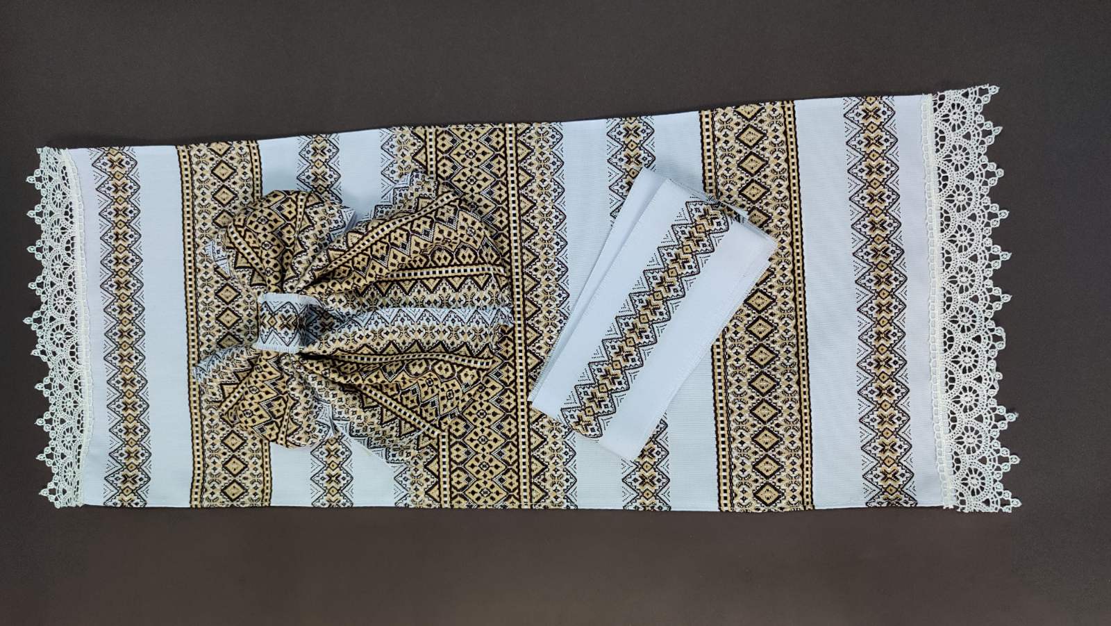 Декор для великоднього кошика - рушник +бант +стрічка (DGC-100)