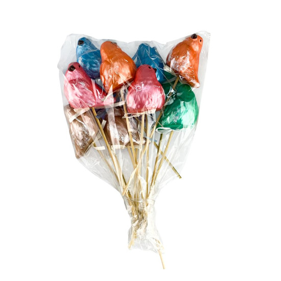 Набір кольрових великодніх Еко птахів 6 см -12шт на паличці Різнокольоровий (L00207)