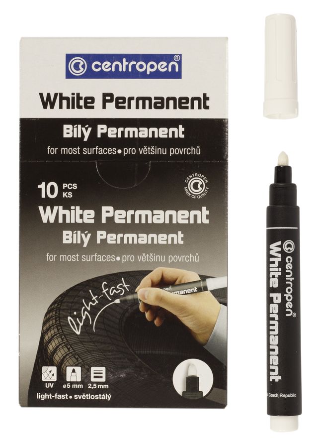 Маркер CENTROPEN Permanent White  2,5 мм білий (8586 белый)