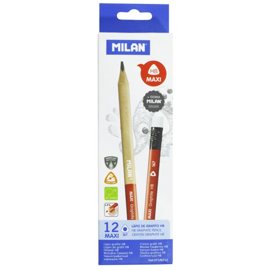 Олівець трикут. простий з ласт.НВ "MAXI" D 3,5mm 07126712 ТМ "MILAN" (07126712)