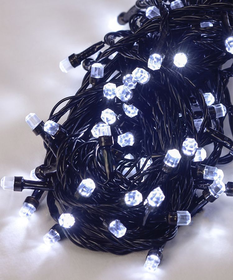 РУБИН 100 LED, черный провод, белый (1281-03)