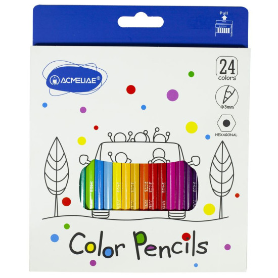 Олівці "Acmeliae" 24 кольори 3мм шестигранні Різнокольоровий Acmeliae (9403-24)