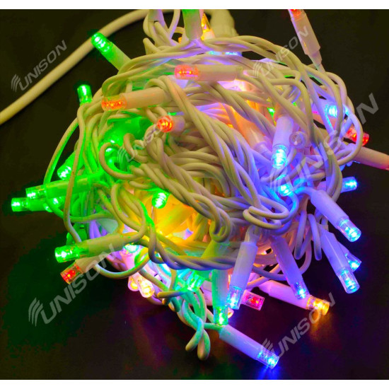 Уличная 100 LED, 10м, белый провод 3,3мм, цветная (1432-54)