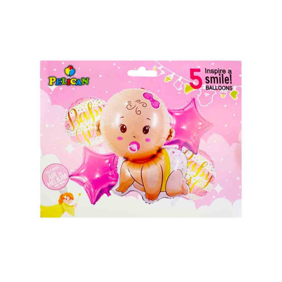 Набір з 5 кульок фольгованих  "Немовля дівчинка" Різнокольоровий Pelican (836942)