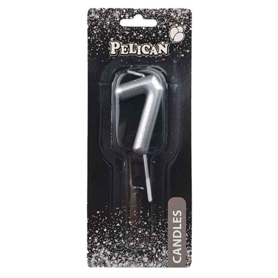 Свеча для торта Pelican "7" СЕРЕБРО 5 см Серебряный Pelican (865027)