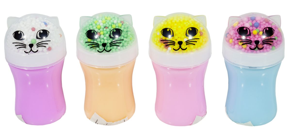 Лизун котик с цветными шариками пенопласта (8798)