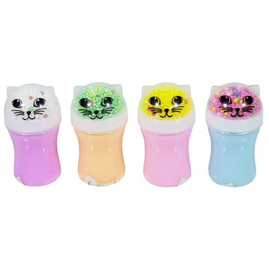 Лизун котик с цветными шариками пенопласта (8798)