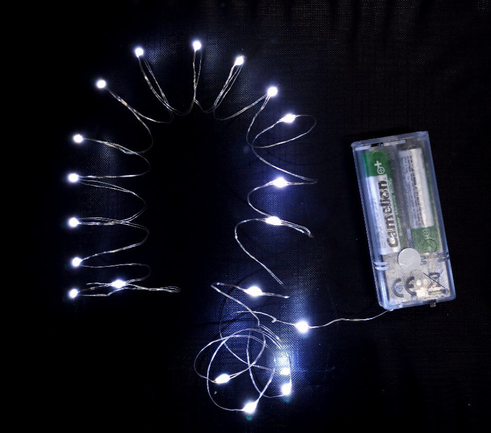 Гірлянда роса на батарейках 20 LED, 2м, білий Білий Без бренду (1975-03)