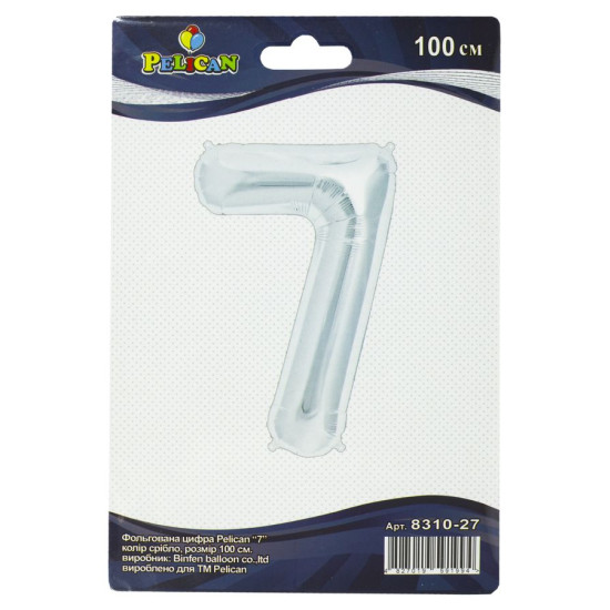 Цифра фольгована Pelican, "7" Срібло 100см Срібний Pelican (831027)