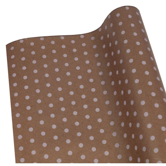 Крафт-бумага подарочная 75г, "Горох небольшой" шоколад+белый, 0,7 х 9м Коричневый Unison (02.120-13)