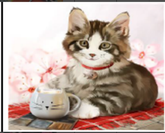 Картина по номерам "Котик с молоком" 40*50см,крас.-акрил,кисть-3шт. (5877)