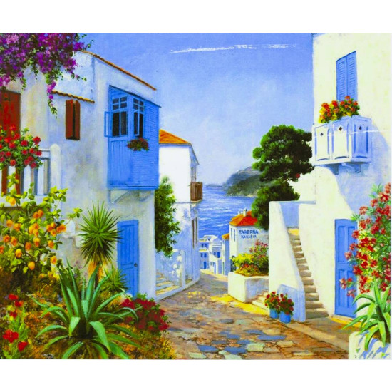 Картина за номерами "Містечко у моря" 40 * 50см, крас.-акрил, кисть-3шт. (6425_B)