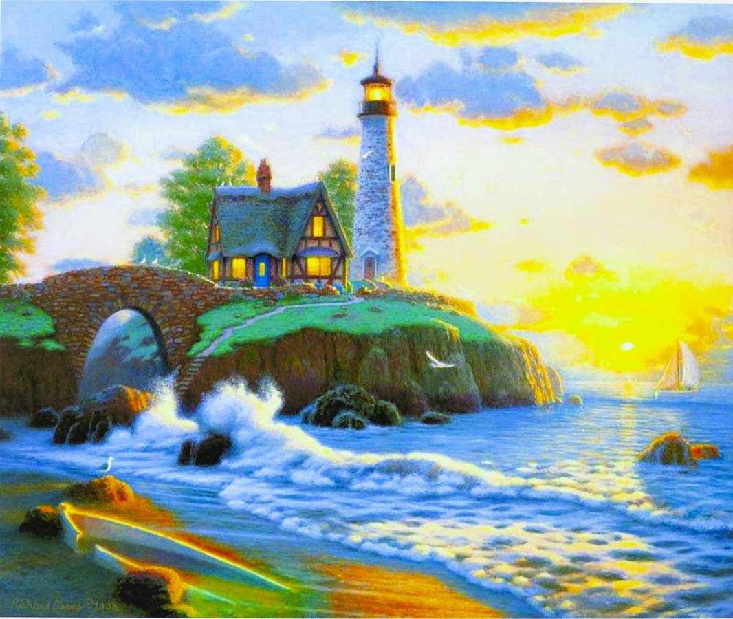 Картина по номерам 40 х 50см "Маяк на рассвете" Разноцветный Unison (3470)