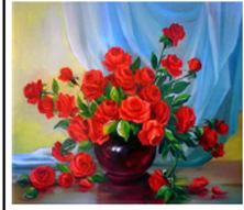 Картина по номерам "Розы красн.в вазе" 40*50см,крас.-акрил,кисть-3шт (5558)