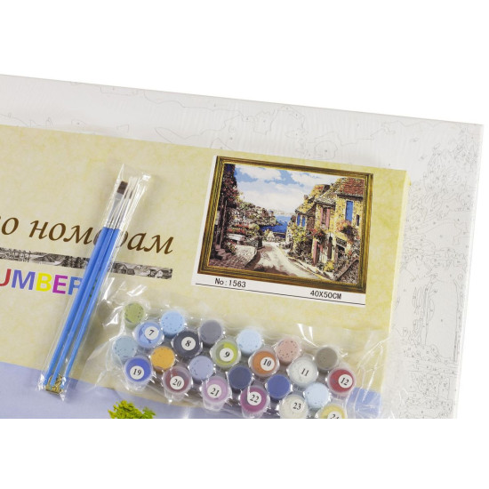 Холст-раскраска под номерами "Средиземноморская улица" 40 * 50см (G1563)