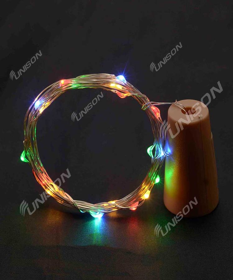 ПРОБКА-РОСА на батарейках 20 LED, 2м, мульти (1961-01)