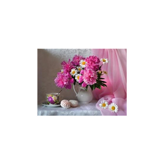 Картина за номерами "Півонії з ромашками"40 * 50см, крас.-акрил, кисть-3шт. (1 * 5) (8177)