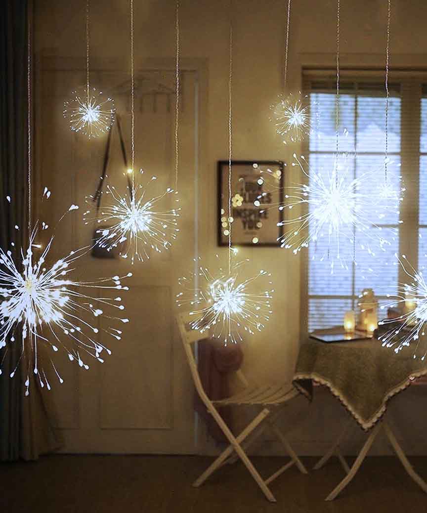 Гирлянда 500LED пучок-фейерверк 5штук, 3м*0,25м, белый (1947-03)