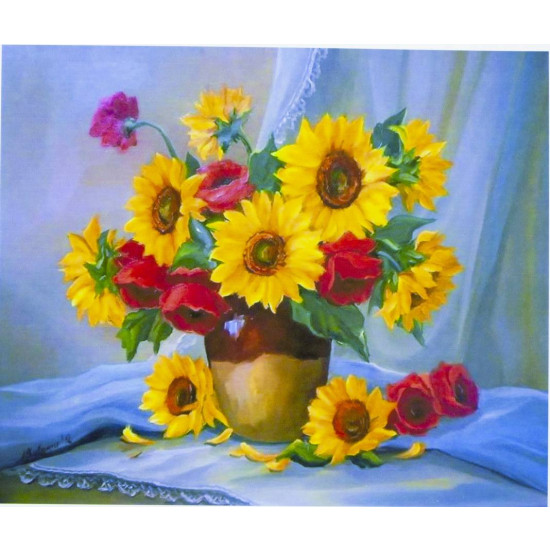 Картина по номерам "Подсолнухи в вазе" 40*50см,крас.-акрил,кисть-3шт.( (5135)