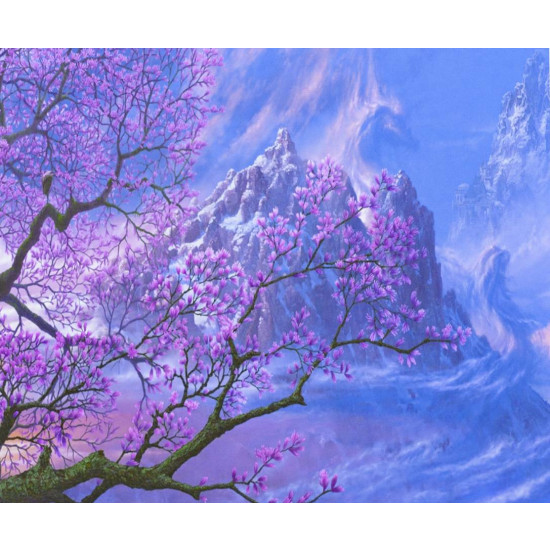 Картина по номерам "Цветущая сакура" 40*50см,крас.-акрил,кисть-3шт.(1* (3394)