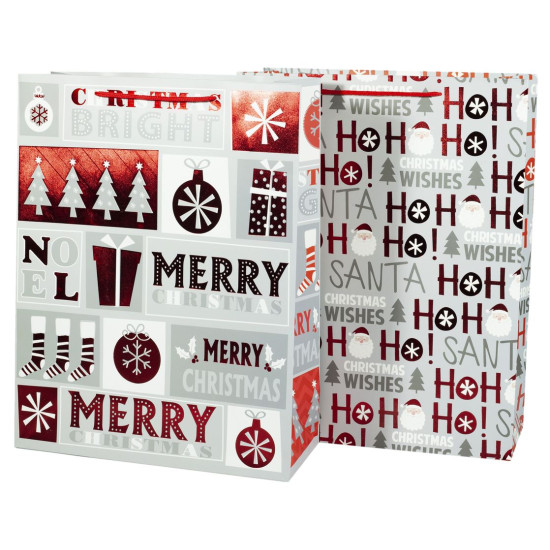 Пакет подарунковий 5390L, новорічний фольгований  -4 дизайни, 210g,  31*40*12cm (5390L)