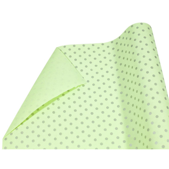 Крафт-папір подарунковий двосторонній, "Горошек  срібний" -  м'ятний  колір; 0,7х7м (Пт 865.2)