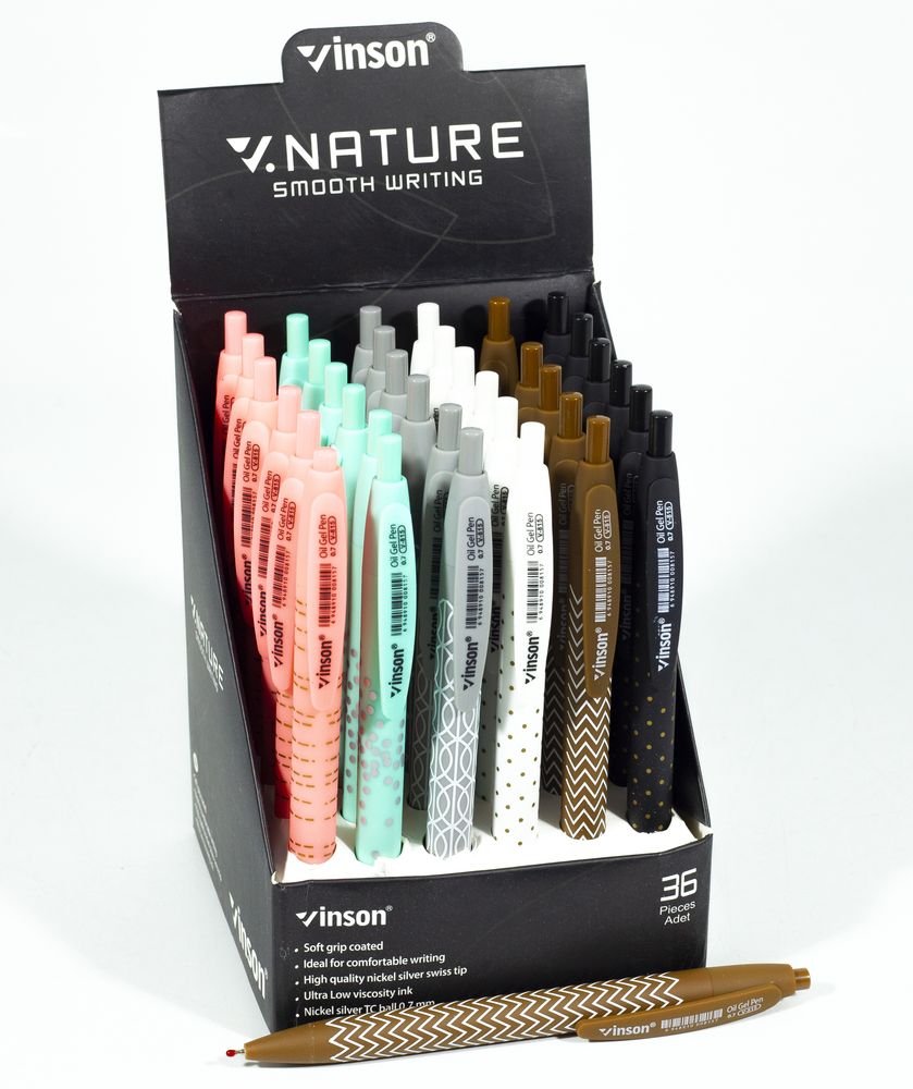 Ручка масляна синя автомат Vinson Echo  0,7мм soft touch Різнокольоровий Unison (815)