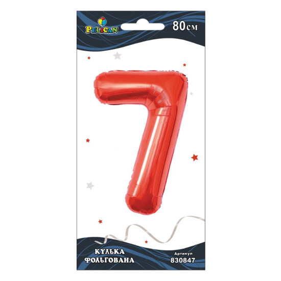 Цифра фольгована Pelican, "7" Червона 80см Червоний Pelican (830847)