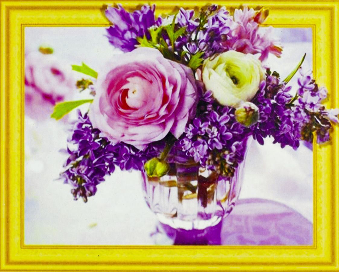 Алмазная мозаика  3D по номерам 40*50см "Нежные цветы"021 (021)