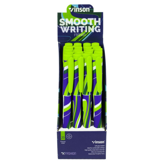 Ручка масляная Vinson "Vivid Line" 0,7 мм ,синяя (2A)