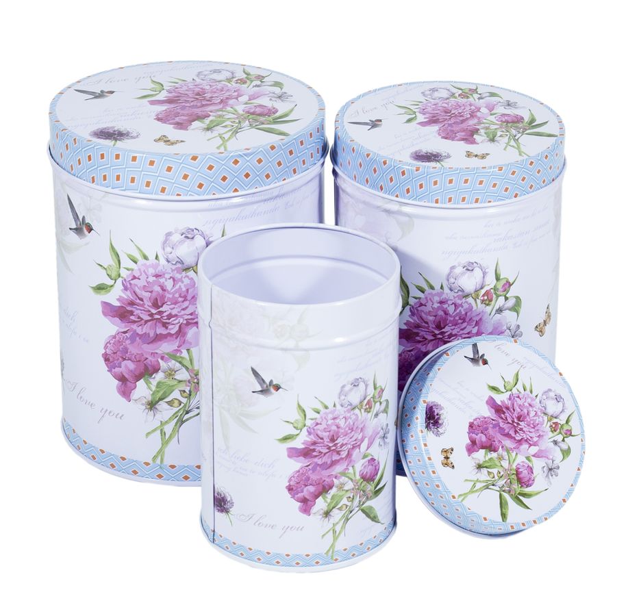 Подарункова коробка MT-213-03-3, металева рожева з синім, кругла, 7,2х11cm. (MT-213-03-3)