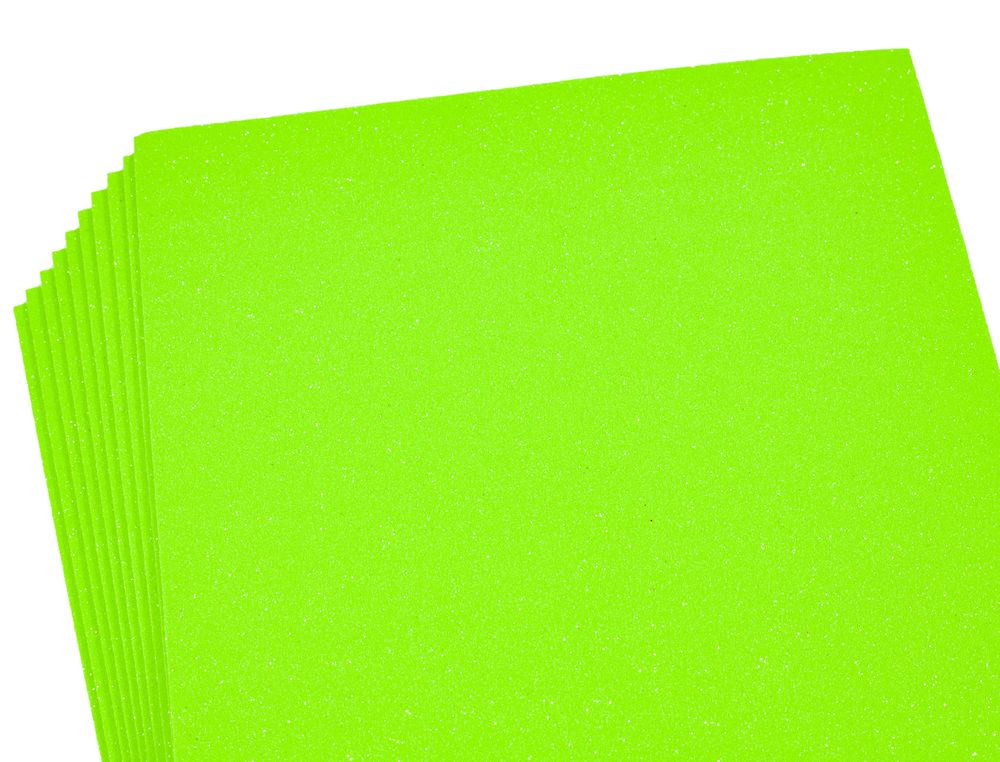 Фоамиран с глиттером 1,7мм, 10 аркушів, салатный Зеленый Unison (17FA4-002)