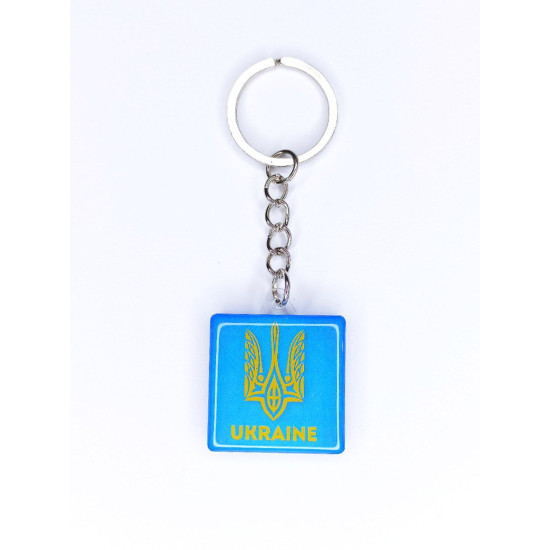 Брелок акриловий квадрат 30 х 36мм, шильда 30 х 30мм Жовто-блакитний Unison (UNB-1019)