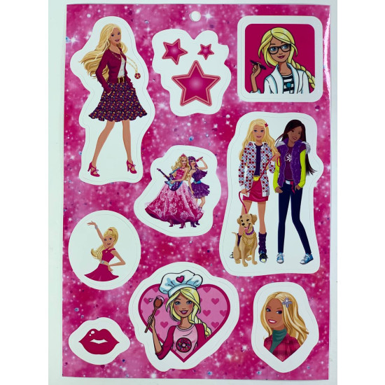 Наліпки А5 "Барбі та розваги", 10шт/уп Рожевий Unison (BD5)