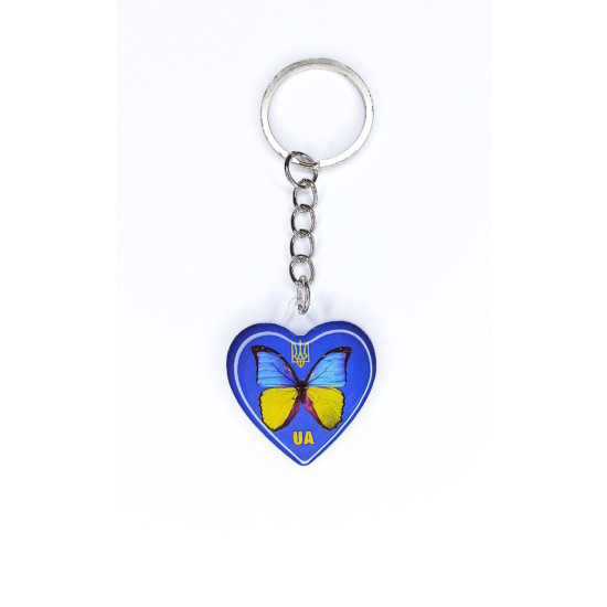 Брелок акриловый сердце 32 х 36мм, шильда 30 х 32мм Желто-синий Unison (UNB-1004)