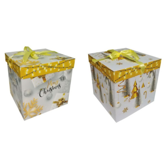 Коробка-бокс подарочная разборная "Новогодняя" 22 х 22 х 22см, 12шт/уп Разноцветный Unison (6366)