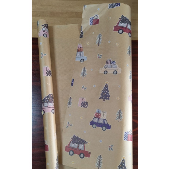 Крафт бумага двусторонняя "Новогодняя", 0,68х8м Бежевый Unison (Пт-І-21)